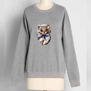 Kitschy Kitty Embroidered Sweatshirt